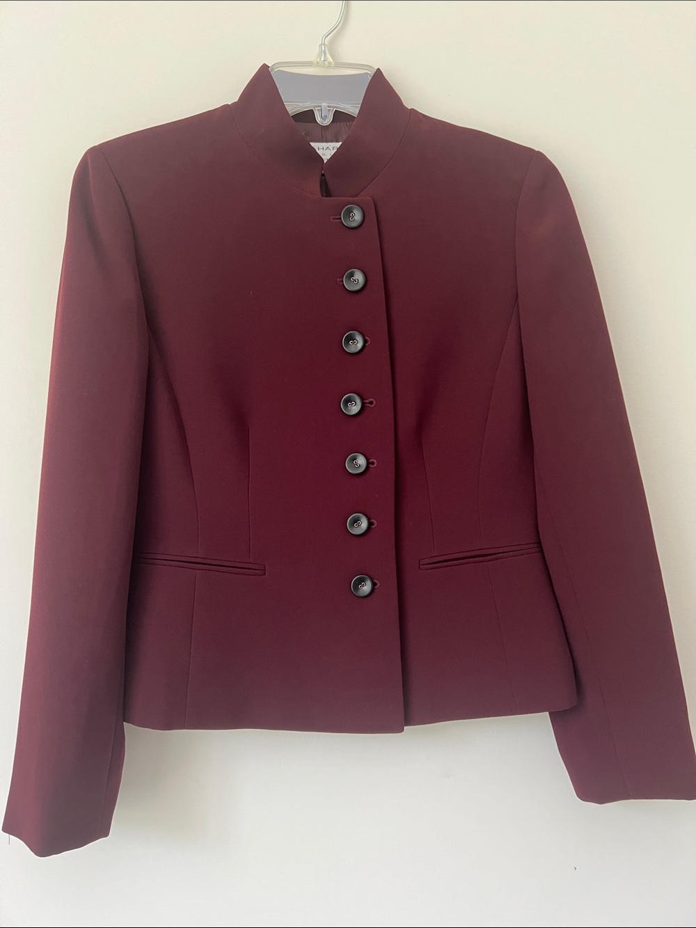 Tahari Wine Stand-Collar Blazer